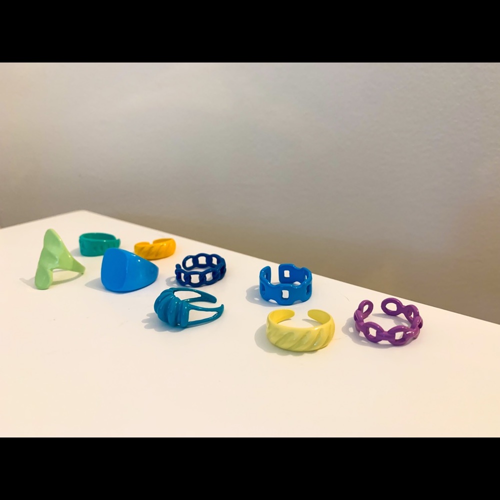 Stackable Retro Style Neon Enamel Rings - Picture 3 of 8